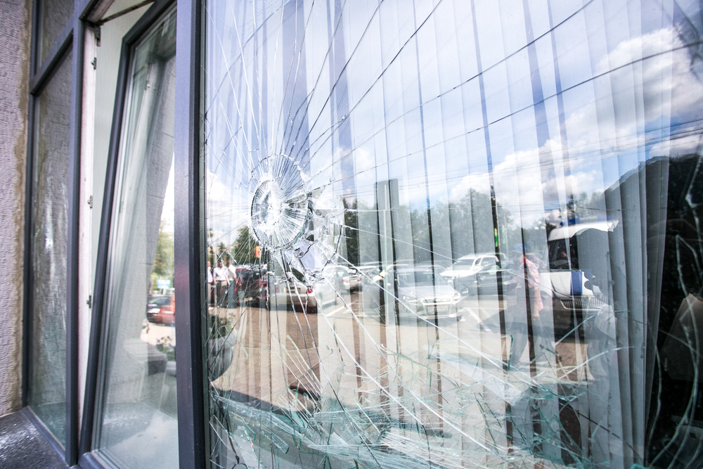 smashed home window